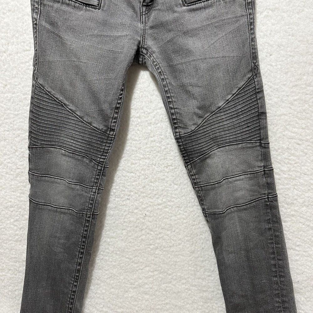 Y2K VTG Rock Revival Women's Skinny Moto Jeans in Gray Wash - Picture 5 of 16
